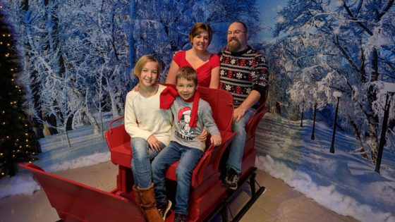 Family in the sleigh