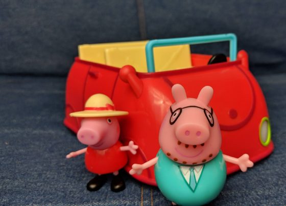 Peppa Pig and Daddy Pig by the Car