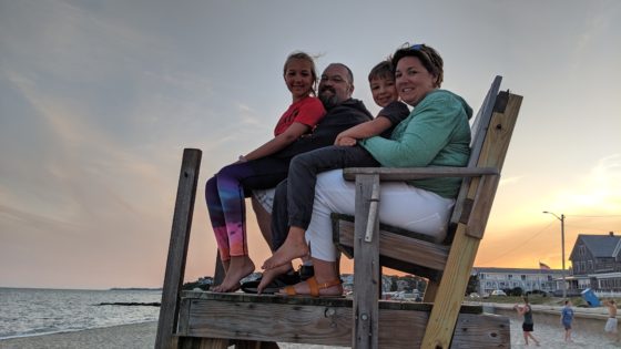Family photo on the lifeguard chair
