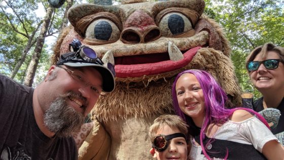 Family with the giant monster