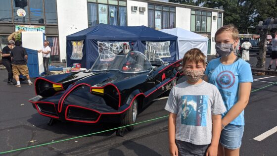 The kids with The Batmobile