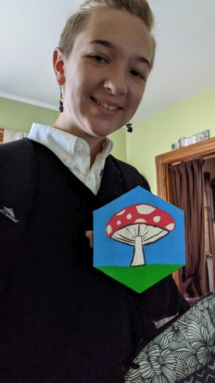 Eva and her mushroom painting